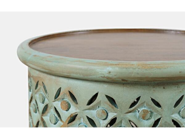 Archive Carved Drum Accent Table - Image 2