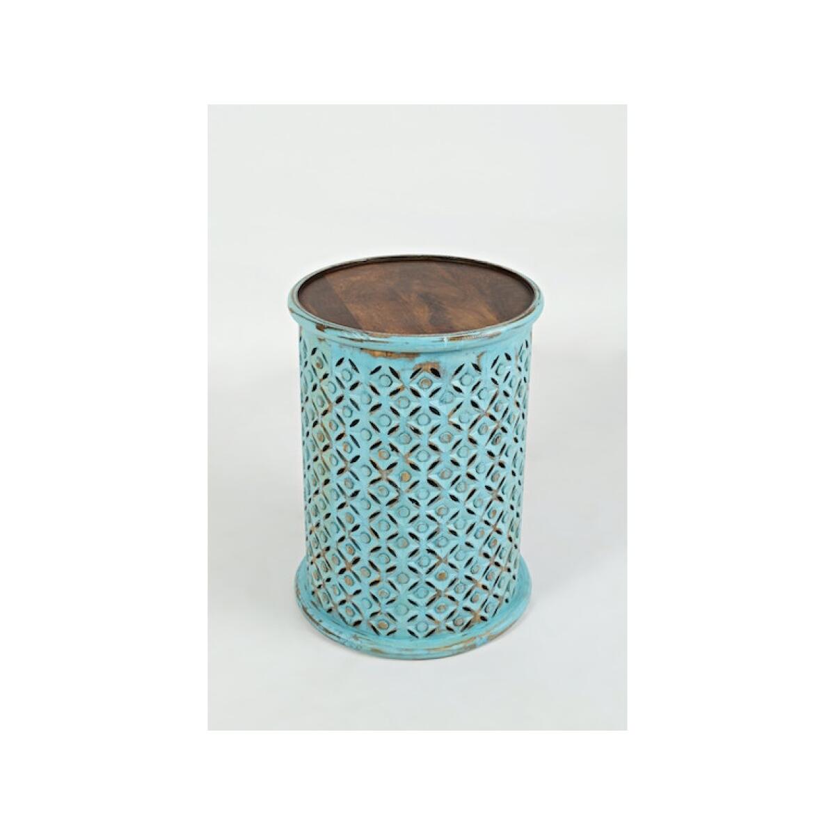 Archive Carved Drum Accent Table Archive Carved Drum Accent Table - Image 1