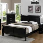 Louis Phillip Queen Sleigh Bed in Black