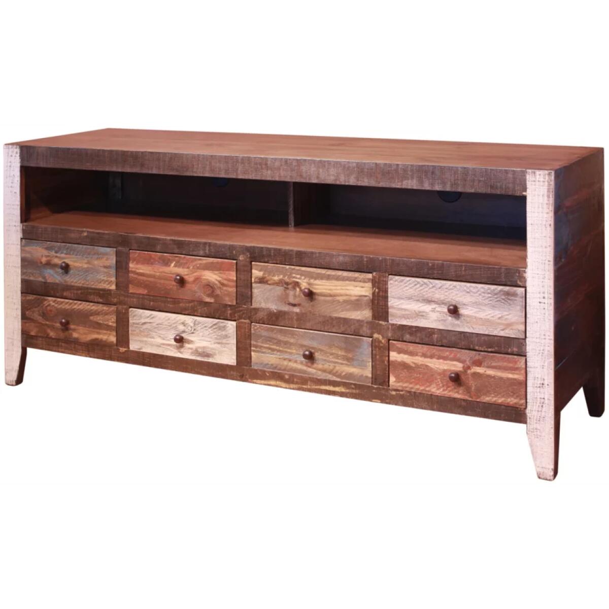 Antique Multi-color, 8 Drawer 60″ TV-Stand Antique Multi-color, 8 Drawer 60" TV-Stand - Image 1