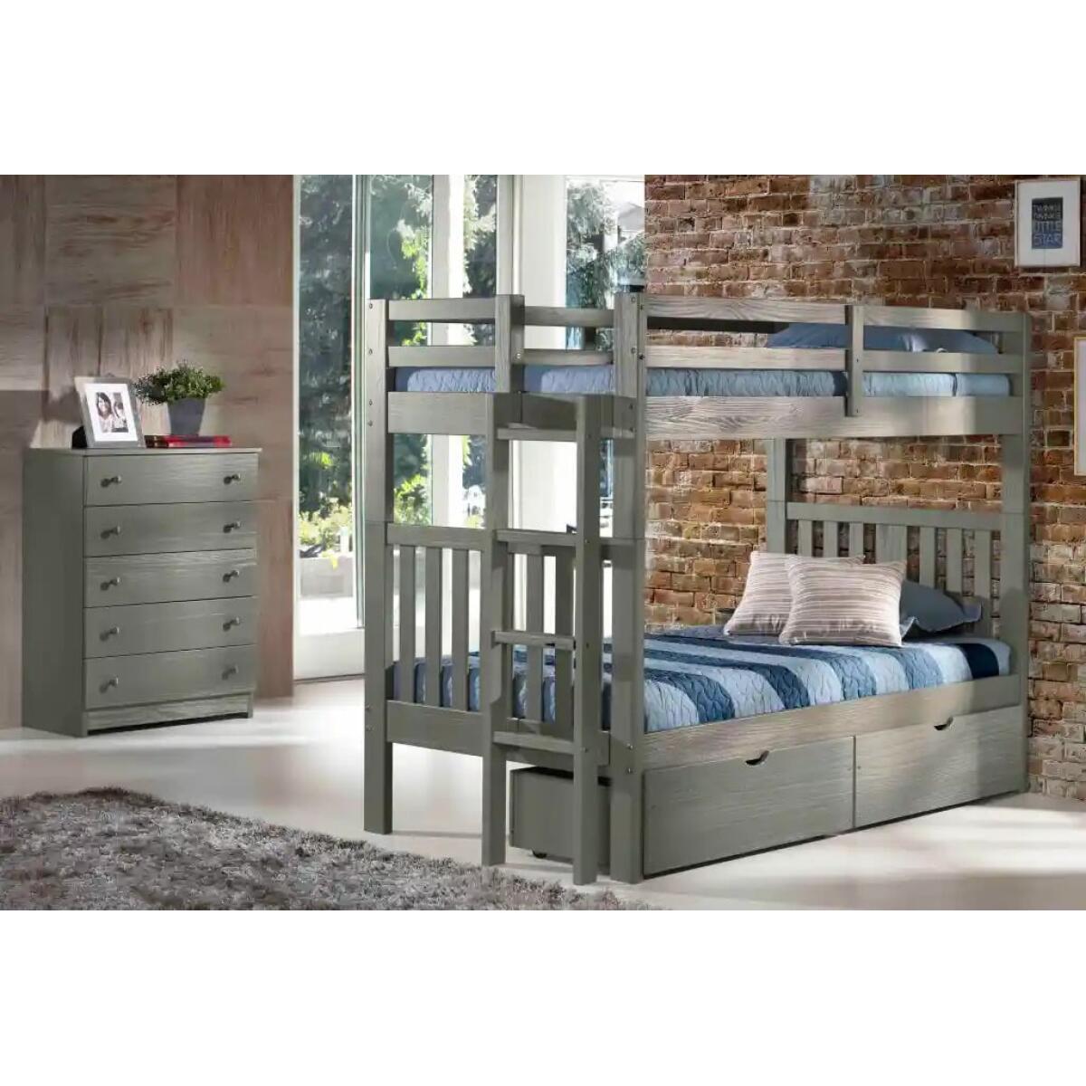 Cambridge Twin Over Twin Bunkbed w/Ladder – Gray Cambridge Twin Over Twin Bunkbed w/Ladder - Gray - Image 1