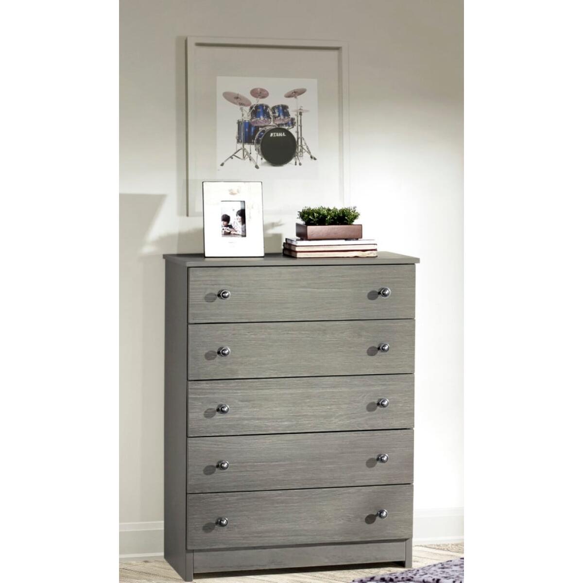 5 Drawer Chest – Gray 5 Drawer Chest - Gray - Image 1