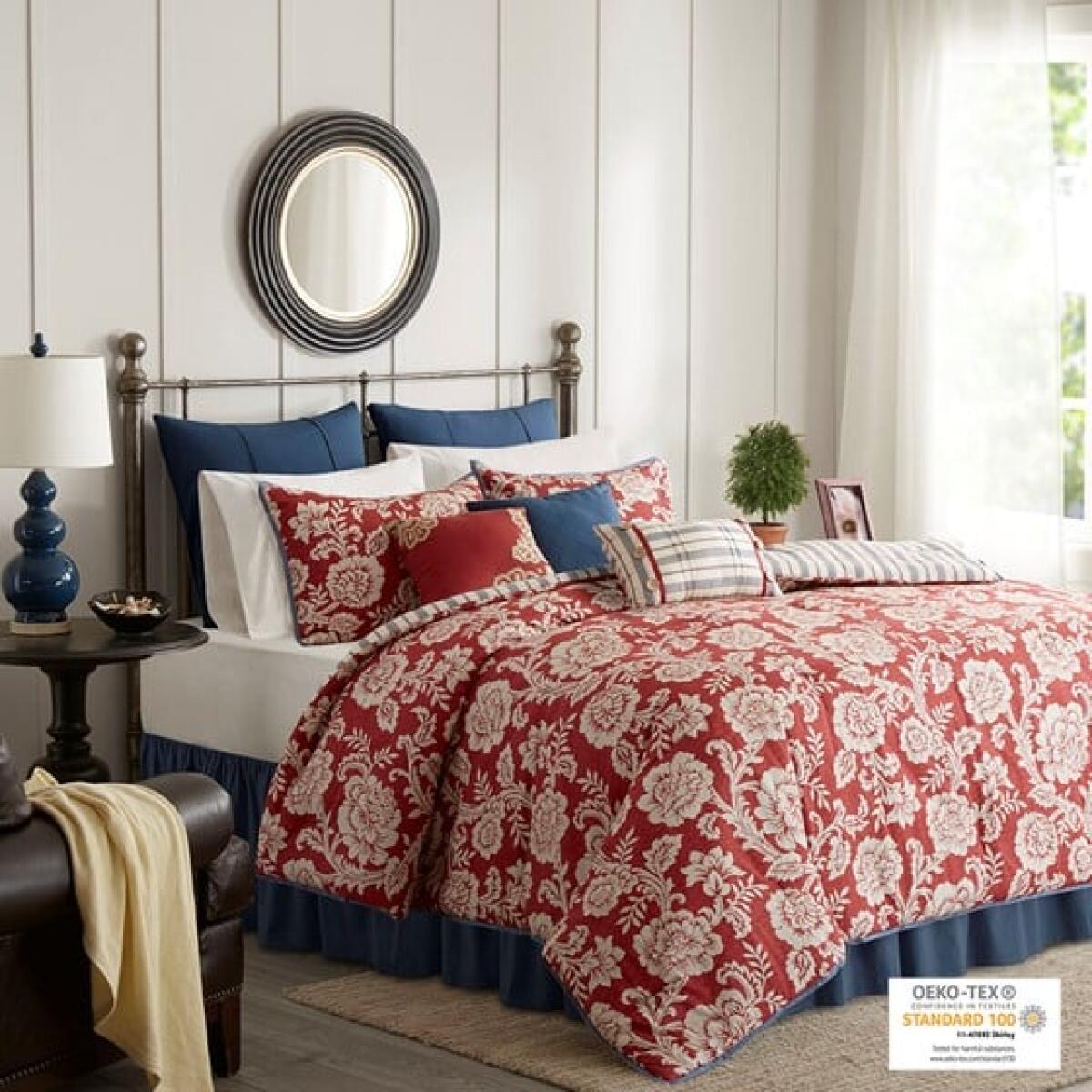 Lucy 9 Piece Cotton Twill Queen Reversible Comforter Set Lucy 9 Piece Cotton Twill Queen Reversible Comforter Set - Image 1