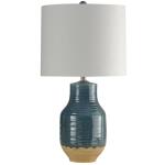 Prova Blue Dipped Ceramic Body Table Lamp with Hardback Shade