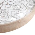Medallion Trio Distressed White Floral 3-piece Carved Wood Wall Decor Set- Natural/White - Image 3