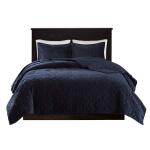 Harper King/Cal King 3 Piece Velvet Quilt Set- Navy