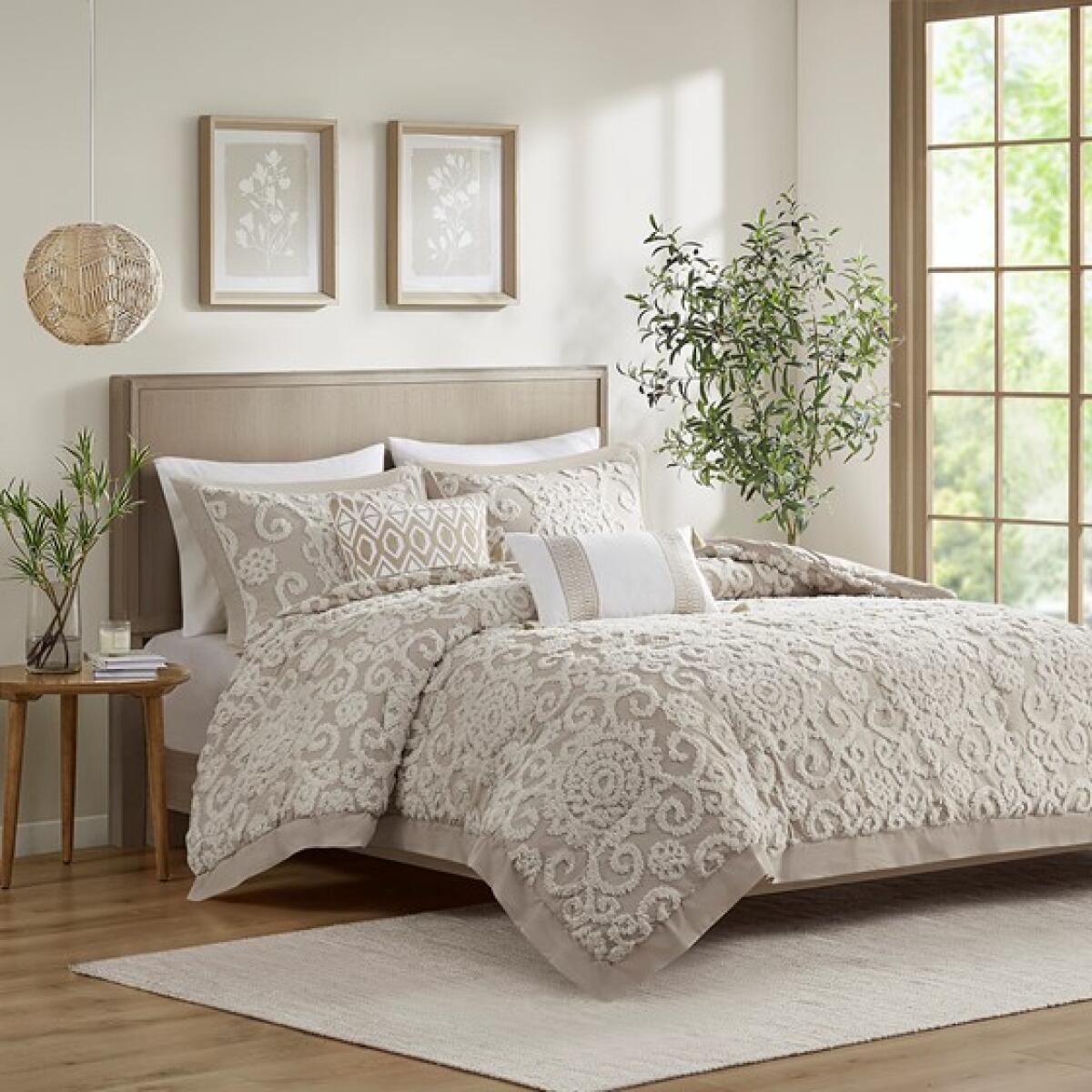 Suzanna King Cotton Comforter Mini Set- Taupe Suzanna King Cotton Comforter Mini Set- Taupe - Image 1