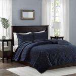 Harper King/Cal King 3 Piece Velvet Quilt Set- Navy - Image 2