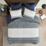 Mila 3 Piece Cotton Comforter Set with Chenille Tufting- Navy - Image 5