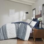 Mila 3 Piece Cotton Comforter Set with Chenille Tufting- Navy - Image 4