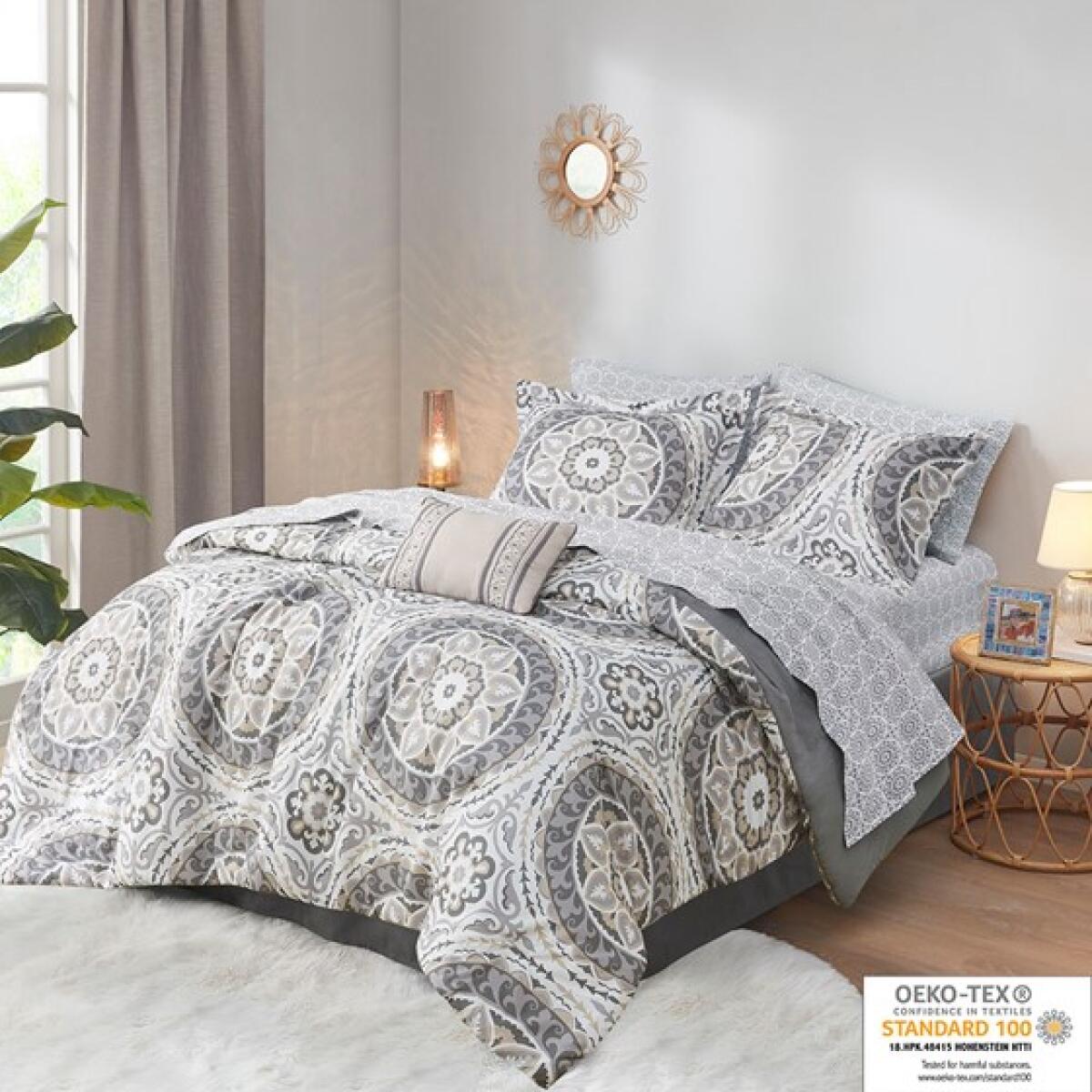 Serenity King Comforter Set with Cotton Bed Sheets- Taupe Serenity King Comforter Set with Cotton Bed Sheets- Taupe - Image 1