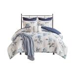 Zennia King/Cal King 7 Piece Printed Seersucker Comforter Set with Throw Blanket- Blue - Image 2