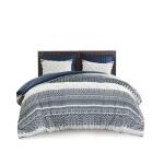 Mila 3 Piece Cotton Comforter Set with Chenille Tufting- Navy