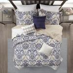 Cali Full/Queen 6 Piece Reversible Quilt Set with Throw Pillows- Navy/Tan - Image 3