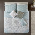 Lucinda King/Cal King 6 Piece Reversible Cotton Quilt Set with Throw Pillows- Seafoam - Image 3