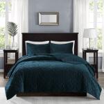 Harper Full/Queen 3 Piece Velvet Quilt Set- Teal - Image 3
