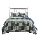Timber Full/Queen 3 Piece Reversible Printed Quilt Set- Green/Navy