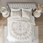 Violette King/Cal King 3 Piece Tufted Cotton Chenille Coverlet Set- Ivory/Taupe - Image 4