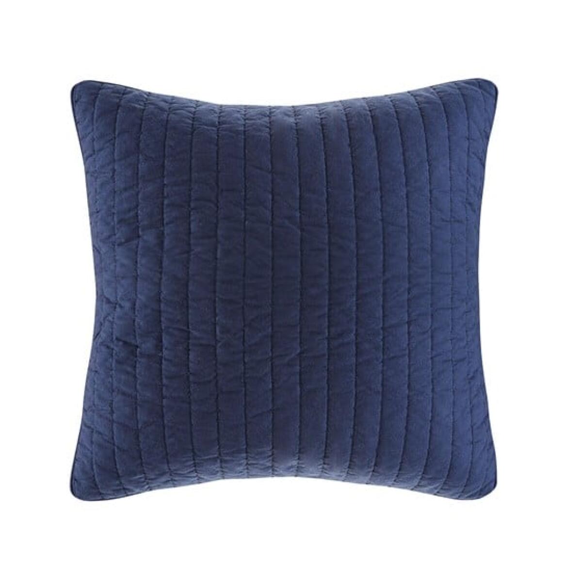 Camila Cotton Quilted Euro Sham- Navy Camila Cotton Quilted Euro Sham- Navy - Image 1