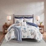 Zennia King/Cal King 7 Piece Printed Seersucker Comforter Set with Throw Blanket- Blue - Image 3