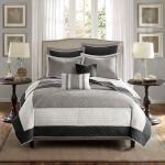 Attingham Full/Queen 7 Piece Quilt Set with Euro Shams and Throw Pillows- Black - Image 2