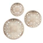 Medallion Trio Distressed White Floral 3-piece Carved Wood Wall Decor Set- Natural/White - Image 4