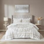 Violette King/Cal King 3 Piece Tufted Cotton Chenille Coverlet Set- Ivory/Taupe - Image 2