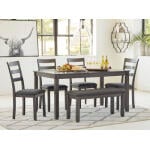 Bridson Dining Table and Chairs with Bench (Set of 6)