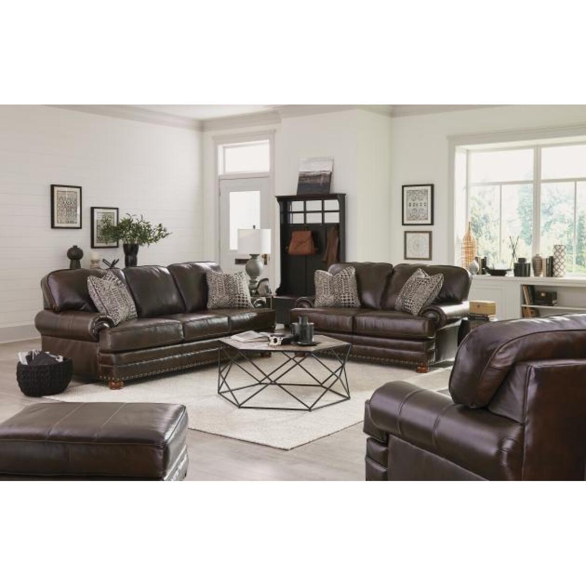 Roberto Cocoa Leather Ottoman Roberto Cocoa Leather Loveseat - Image 1