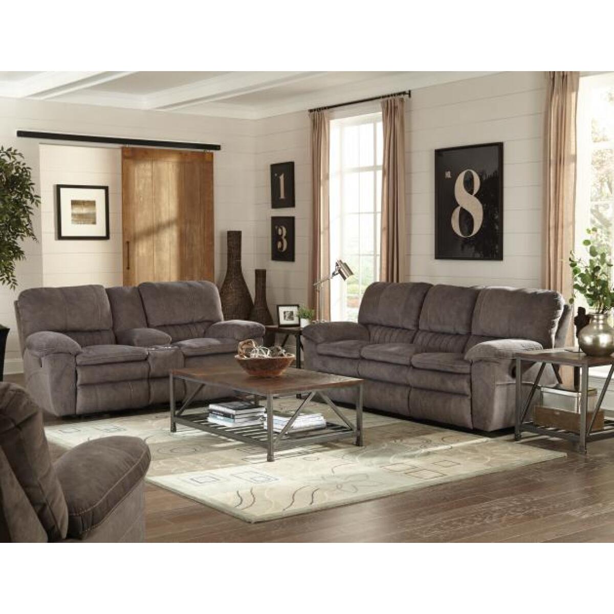 240_reyes_graphite_cu1934 Reyes Power Lay Flat Recl Console Loveseat w/Storage & Cupholders - Image 1